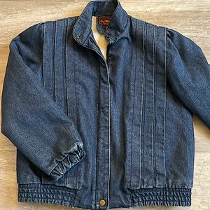 Vintage Sherpa Lined Pleated Jean Jacket